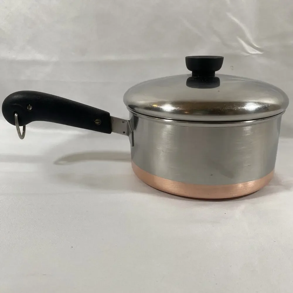 Revere Ware 2 Qt Copper Bottom SaucePan Pot & Lid Stainless Steel Pre 1968 READ